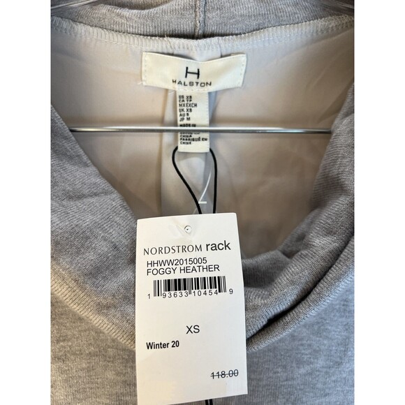 Halston Mock Neck Sweater Grey Pullover Womens XS Side Slit Long Sleeve $118 NWT - Picture 2 of 5